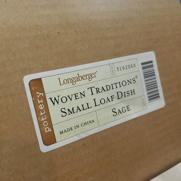 Longaberger 3162060 Sage Woven Traditions Ceramic Glossy Loaf Dish Small - Picture 4 of 10